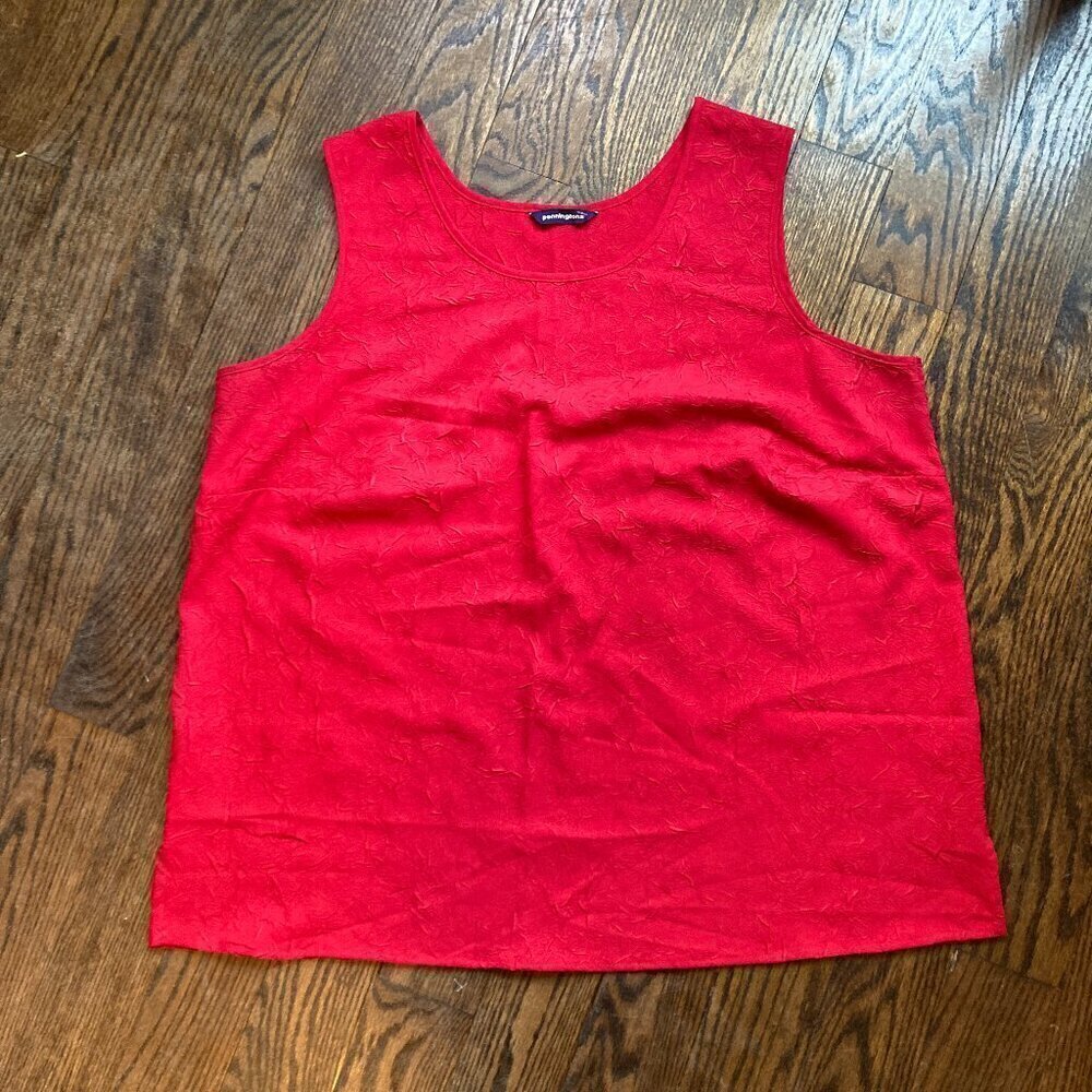 ❤️ 2 for $10 ❤️ PENNINGTON  RED POLYESTER TANK TOP SIZE 1X